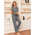 thumbnail image 2 of Ekouaer Cotton Pajamas Sets Short Sleeve T-Shirt Top and Long Pants Pj Sets Soft Pjs Sleepwear Loungewear for Women, 2 of 6