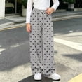 thumbnail image 2 of Sweatpants Women Zaewscy Girls' Polka Dot Drawstring Elastic Waist Wide Leg Casual Sweatpants Gray 11-12 Years, 2 of 7
