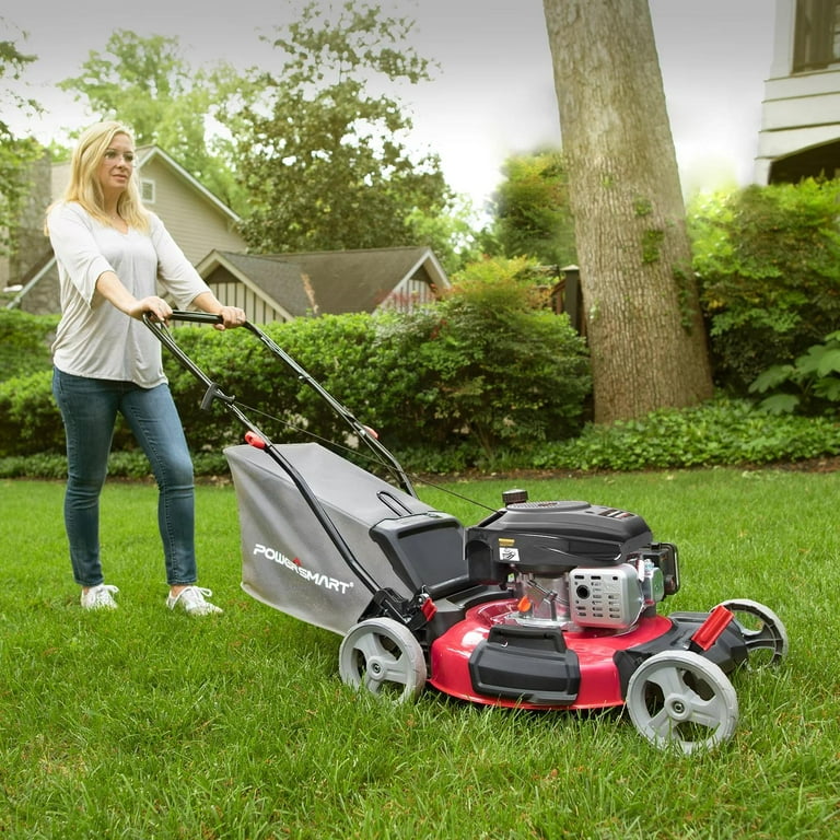 Gas Push Lawn Mower 144CC, Cordless Lawn Mower with 4-Stroke OHV Engine,  21'' Cutting Deck, 5 Heights Adjustable, 3-IN-1 Side Discharge & Mulching &  Rear Bag, Contains Motor Oil 