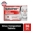 Sudafed PE Max Strength Non-Drowsy Sinus Decongestant Tablets, 36 Count
