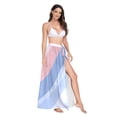thumbnail image 2 of FORMRS Womens Long Sarong Beach Wrap Semi-Sheer Bikini Skirt Bathing Swimsuit Cover Up, Abstract Blue, 2 of 7