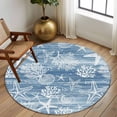 thumbnail image 2 of Round Rugs 8Ft, Haze Blue Coastal Round Area Rug Washable Indoor Throw Carpet, Summer Beach Nautical Starfish Coral Vintage Large Non Slip Circle Rug for Kids Room RV Home Decor Aesthetic, 2 of 8
