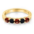 thumbnail image 3 of Gem Stone King 10K Yellow Gold Red Garnet and Black Onyx Wedding-Bands Ring for Women | 0.86 Cttw | Round 3.5MM | Gemstone January Birthstone | Size 6, 3 of 6