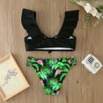 thumbnail image 4 of Mercatoo Summer Toddler Girls Leaves Fashion Printed Ruffles 2Pcs Swimwear Bikini Toddler Girl Beach Swimsuit 3 to 7 Years, 4 of 8