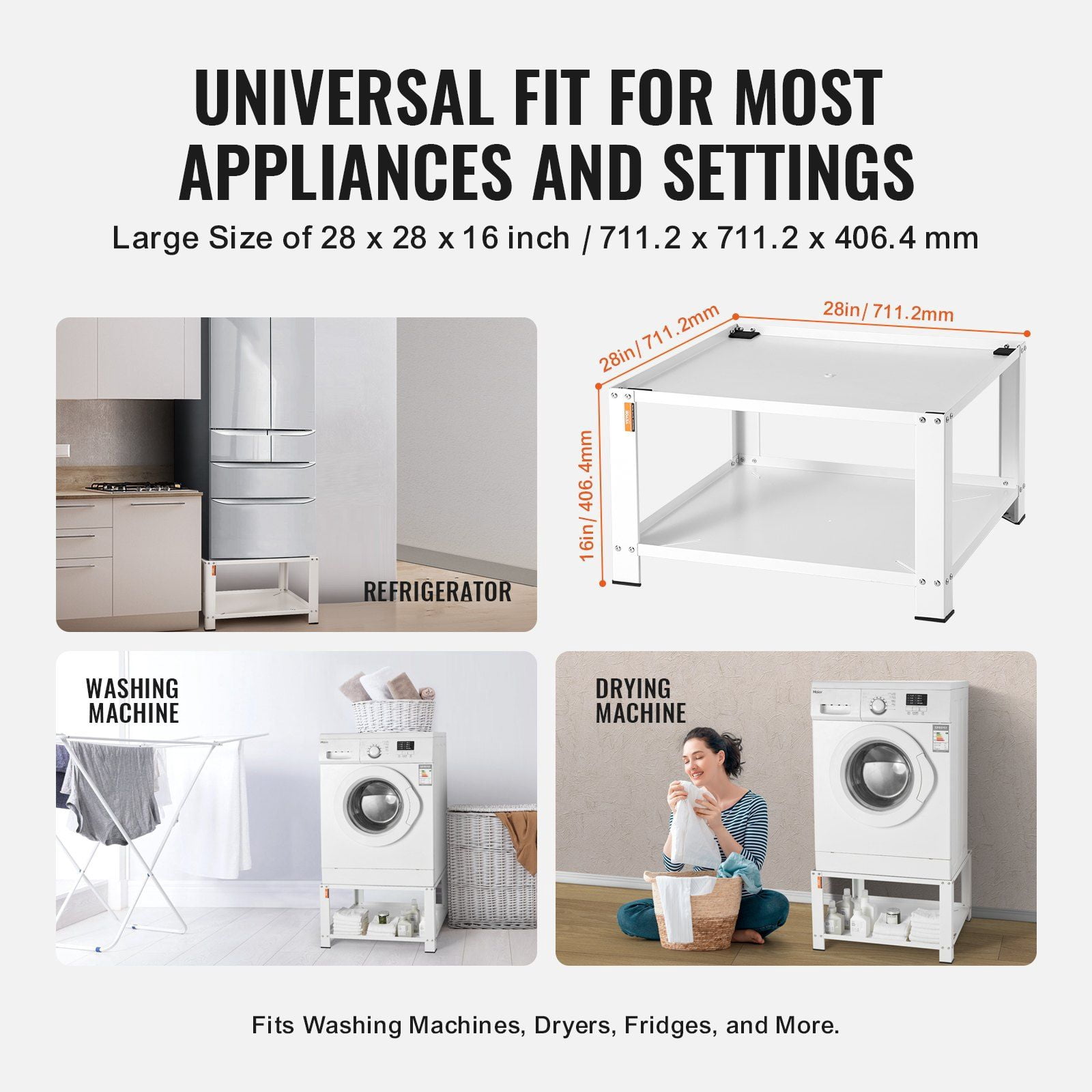 660lbs Capacity Laundry Pedestal, 28"Lx28"W Washer/Dryer Stand with Storage Shelf