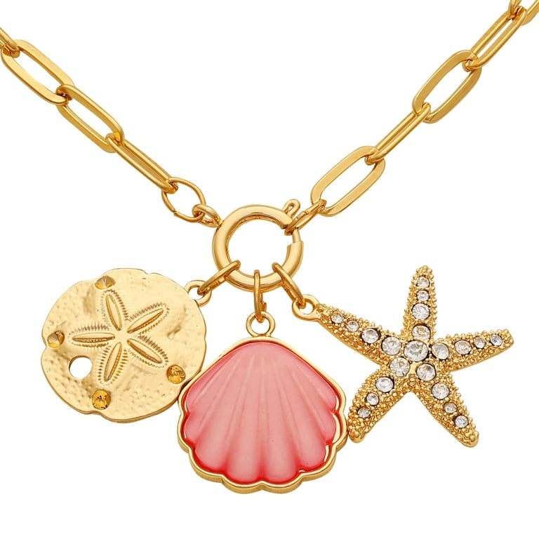 Beach Cord Charm Necklace Set Of 3 For Women - Summer Layered Statement Necklaces