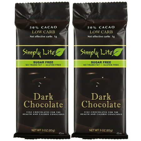 Simply Lite Low Carb Dark Chocolate Sugar-Free 50% Cacao 3-Ounce Ba Roasted (Pack of