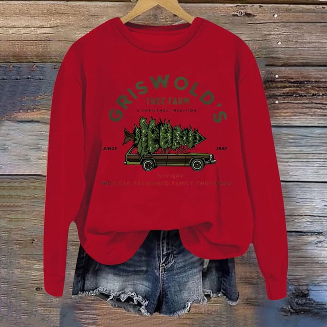 Tree Farm Sweatshirt Fun Old Fashion Family Christmas Sweatshirt For Fall & Winter
