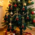 thumbnail image 4 of Velvet Christmas Bow Ornament, Xmas Tree Hanging Decoration for Tree Home Party Front Door 7.87in Green, 4 of 5