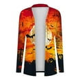 thumbnail image 6 of Uootdi Women's Halloween Moon Bat Cardigan - Open Front Long Sleeve Coat, Casual Spooky Season Outerwear, Trendy Festival Print Jacket, Artistic Pumpkin Top Multicolor Women Top, 6 of 6