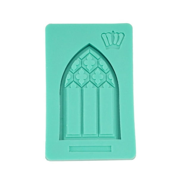 Molde de silicona para repostería, estilo europeo, estilo retro, con forma de ventana de hierro para pastel de chocolate (verde)