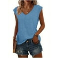 thumbnail image 4 of MORTTIC 3-Pack Women's Cap Sleeve V-Neck Tank Tops, Casual Loose Fit Basic Tees for Spring & Summer, 4 of 6