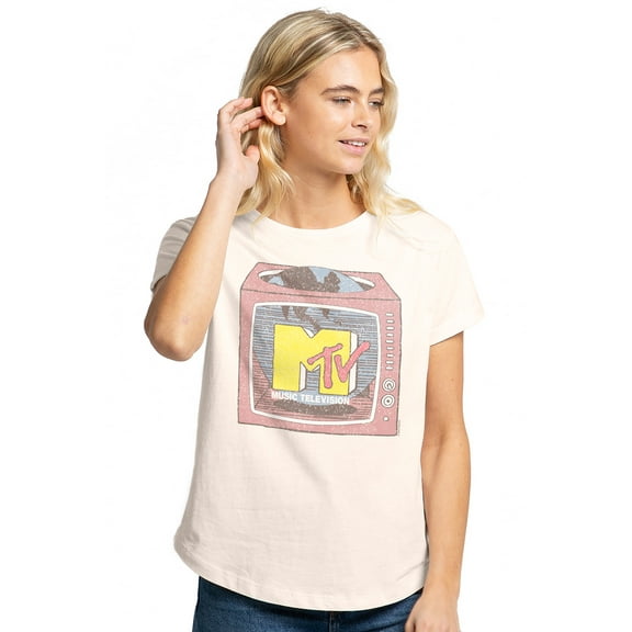 MTV What'S On Tv Women's Graphic T-Shirt Rolled Sleeve Tee