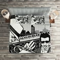 thumbnail image 2 of Ambesonne Retro Quilted Coverlet 3 Pcs, Jazz Band in New York, King Size, Black White, 2 of 2