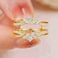 thumbnail image 2 of Gems Jewels 925 Sterling Silver 2.00 Ct Round Cut White Diamond Engagement Thanksgiving Christmas Enhancer Guard Wrap Ring 14K Yellow Gold Plated For Women's -5, 2 of 3