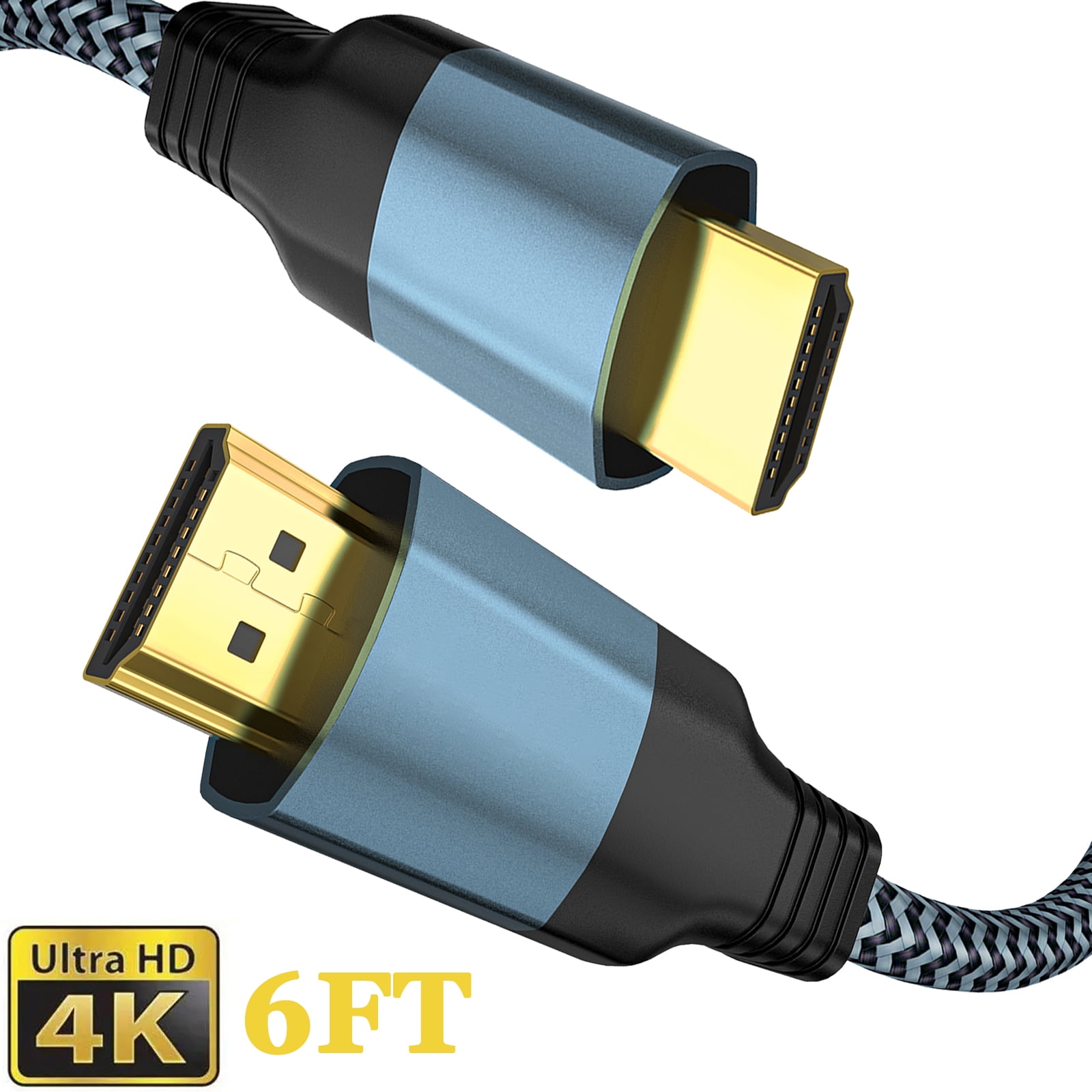 4K HDMI Cable 6ft XUDUO 2.0 High Speed HDMI Cord Nylon Braided, 4K 60Hz HDR,Video 4K 2160p 1080p 3D HDCP 2.2 ARC, for Laptop, PS5, PS4, Xbox One, -