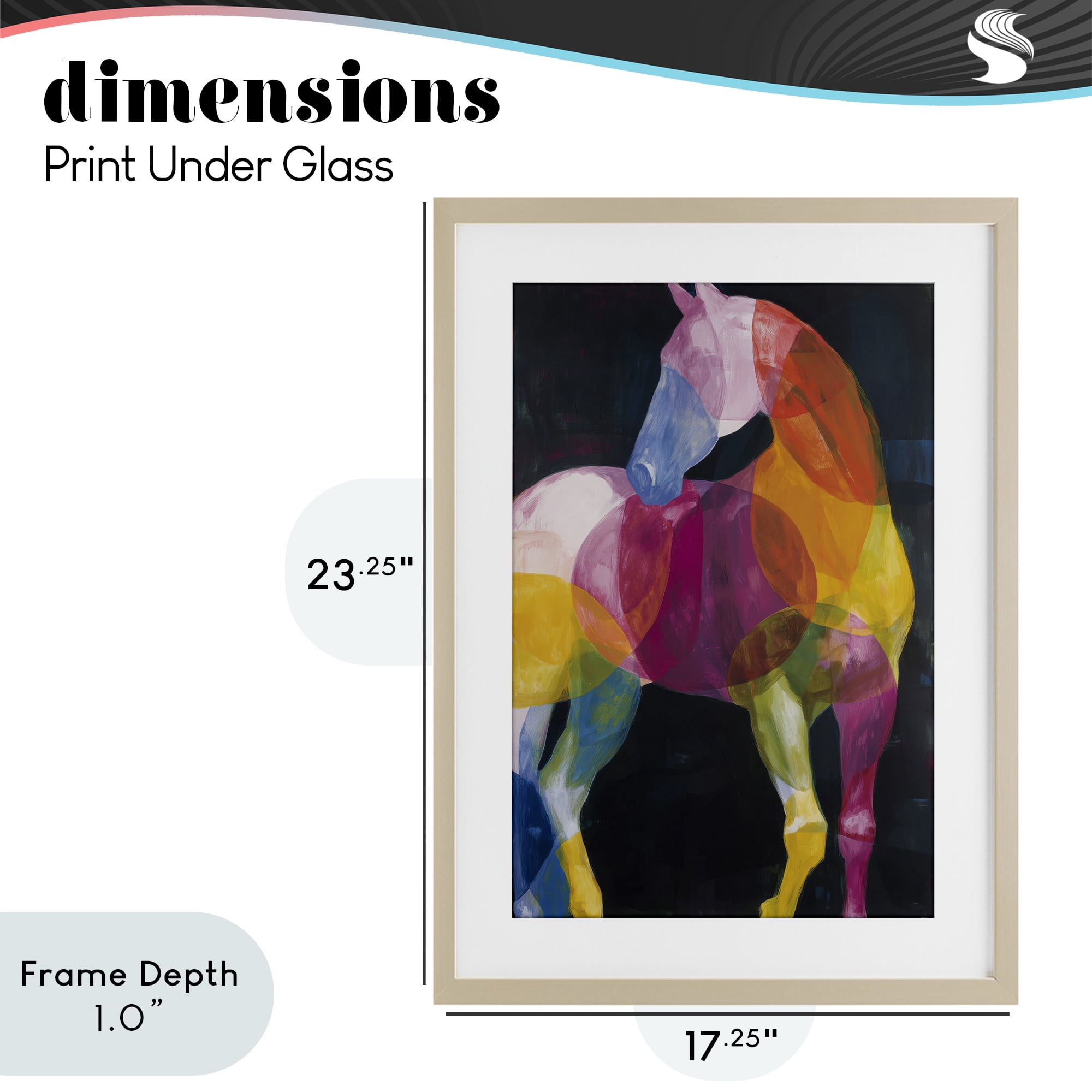 Stupell Industries Prism Horse Abstraction Birch Framed Print Under Glass, design by Chromatic Storm Studio