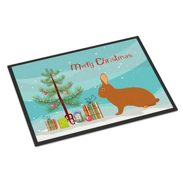 Carolines Treasures BB9336MAT Rex Rabbit Tapis de Noël Intérieur Ou Extérieur, 18 x 27 Po.