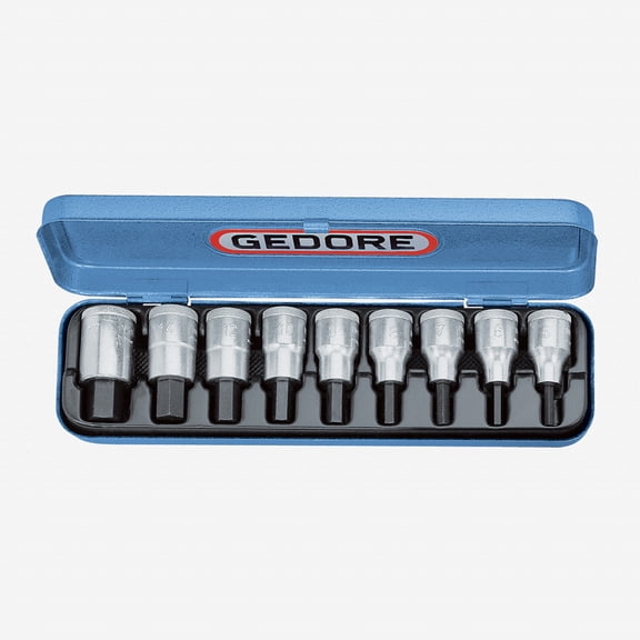 Gedore IN 19 PM Screwdriver bit socket set 1/2" 9 pcs in-hex 5-17 mm
