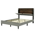 thumbnail image 6 of Full Size Bed Frame with Storage Headboard, Linen Upholstered Platform Bed with Sensor Light and USB Ports, Wood Platform Bed Frame Full, No Box Spring Needed, Noise-Free, Gray, 6 of 7
