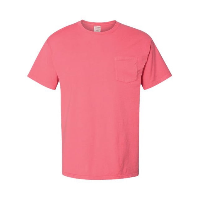 Camiseta de manga corta con bolsillo Hanes ComfortWash para hombre L Coral Craze
