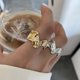 thumbnail image 2 of Anillo de banda abierta para mujeres y niñas, plateado, vintage, martillado, geométrico, irregular, grueso, cola gruesa, anillos de dedo, simple, retro, 2 piezas oso de fresa Electrónica, 2 of 5