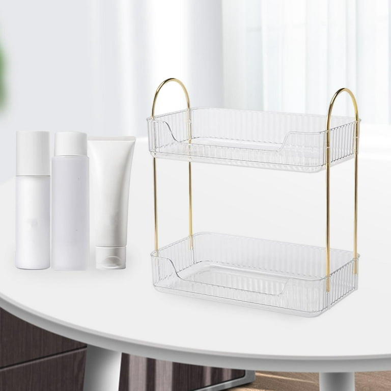 Kitchen under Sink Standing Rack Makeup Organizer for Lotion Perfume  Jewelry 2 Tier Clear 