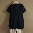thumbnail image 4 of Black Tshirts for Women Summer Tops for Women 2025 Trendy Short Sleeve Cotton Linen Shirt Casual Button O Neck Tunic Blouses Outfits Going Out Tops for Women, 4 of 6