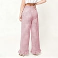 thumbnail image 4 of FRSASU Womens Gingham Pants Wide Leg Plaid Pants Elastic Waist Lounge Pajama Bottoms Beach Vacation Trousers with Pockets Hot Pink, 4 of 7