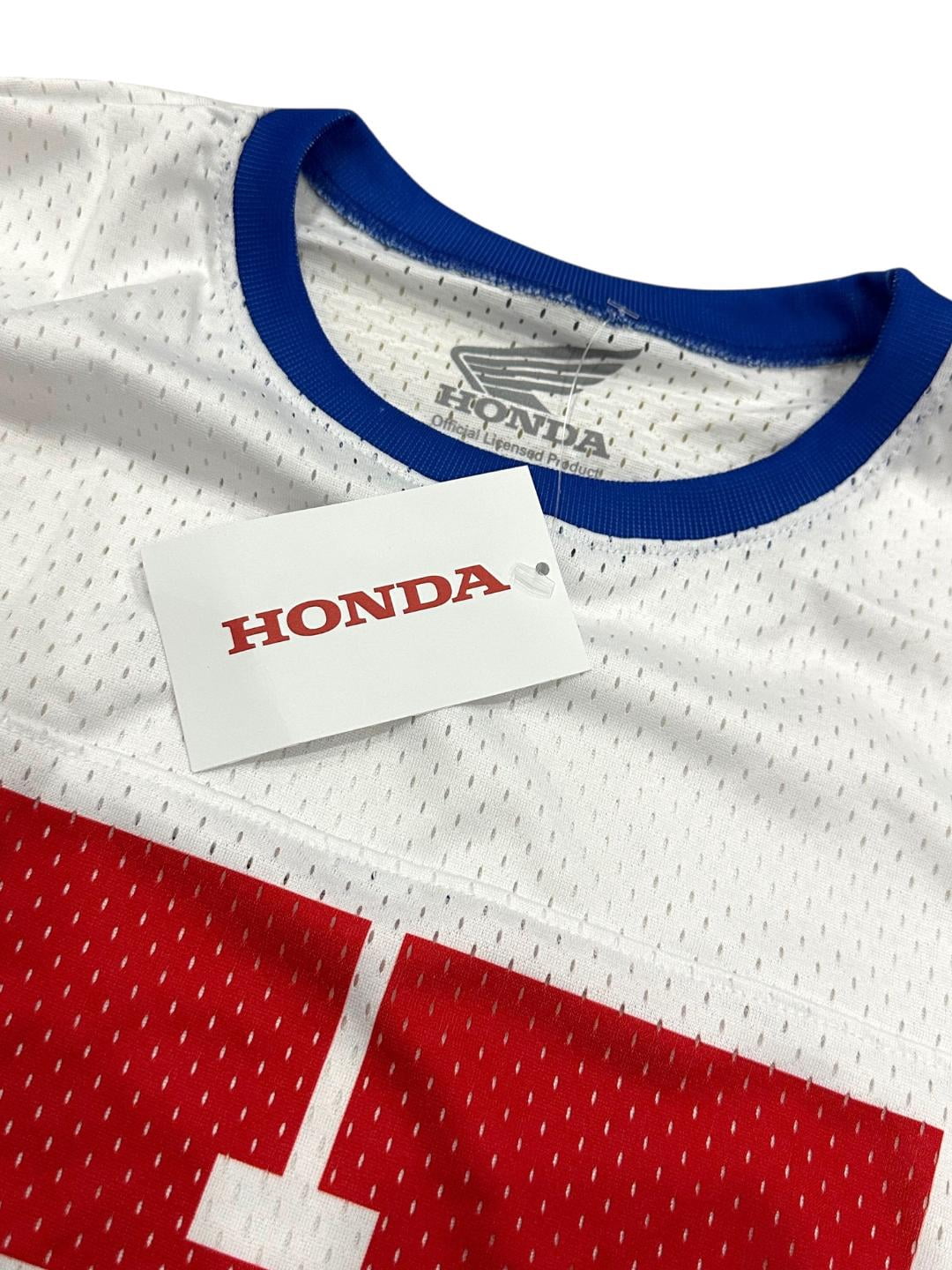 Honda Racing Men's Alpha White Long Sleeve Crewneck Mesh Jersey Shirt (Large, White)