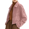 thumbnail image 4 of WAGUTH Vintage Faux Suede Cropped Jackets for Women Long Sleeve Lapel Zip Up Casual Short Jacket Elegant Fall Street Outerwear, 4 of 8