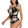 thumbnail image 4 of Balery French Bulldog One Shoulder Swimsuits for Women Ruffle Swimsuits Tummy Control One Shoulder Bathing Suits-Large, 4 of 8