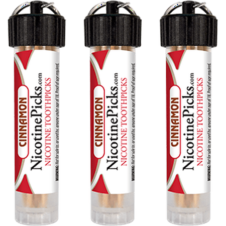 Three-Pack Nicotine Picks - Nicotine Infused Toothpicks - Great Tasting Alternative To Nicorette, Gum Or E-Cigarrettes - 60 Picks