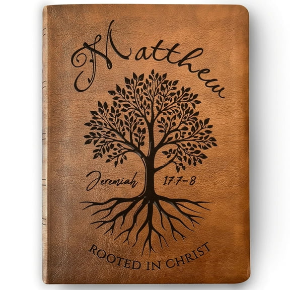 Personalized NASB Wide Margin Bible, Rooted in Christ Tree Design, Custom Name Engraved, Christian Gift, Bible Gifts