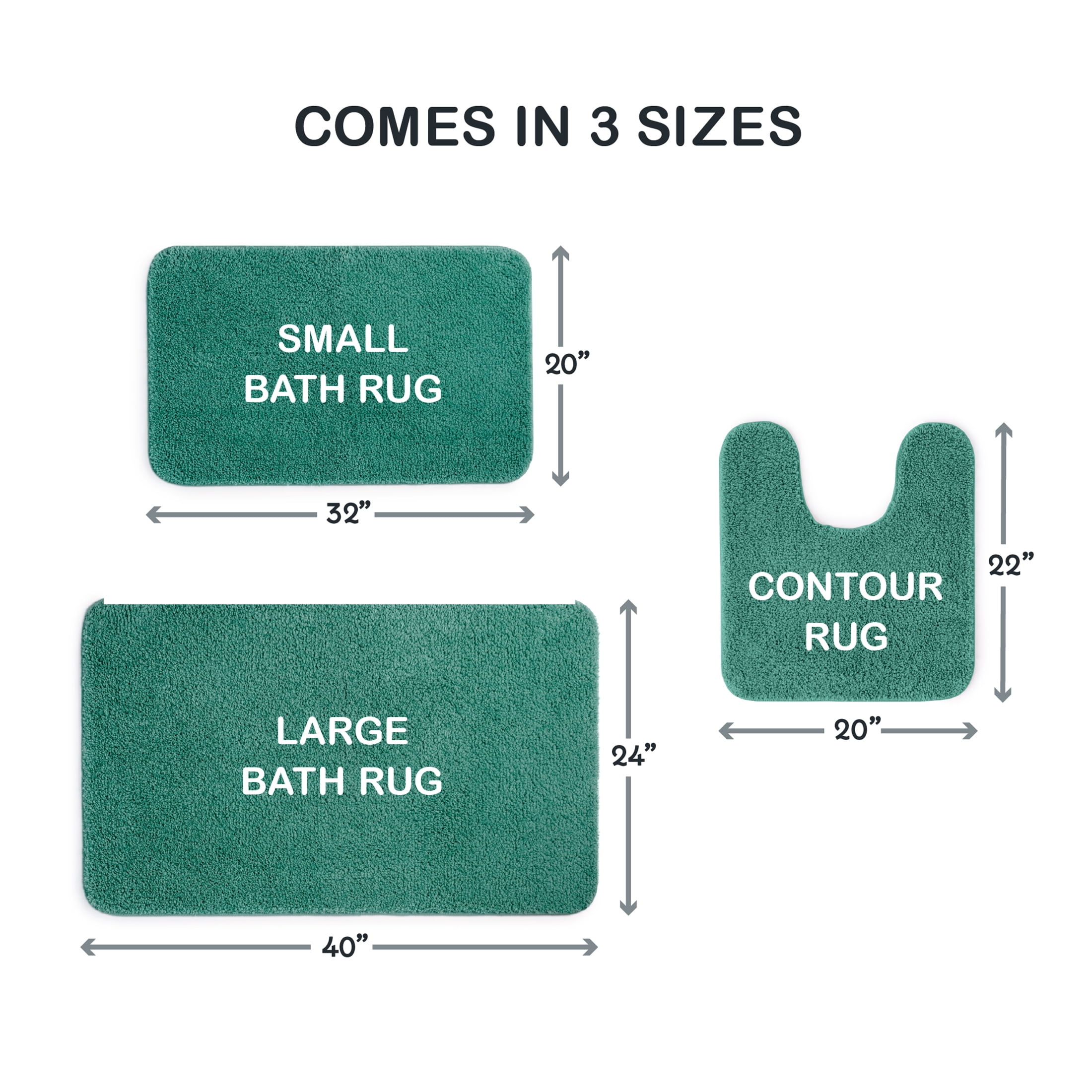 Mainstays Basic Polyester Bath Rug, Green, 20\" x 32\"