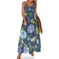 thumbnail image 1 of Vestido sin mangas con estampado de flores de color azul lila y acuarela floral, vestido de fiesta, vestidos de noche para graduación, vestido de noche, 1 of 7