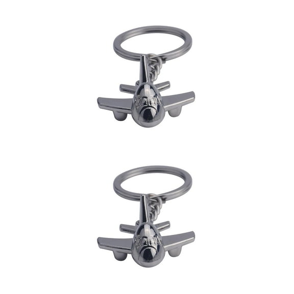 WORGEOUS 2pcs Personaized Airplane Keyring Metal Keychain Cool Car Keyring Purse Bag Pendant Decoration Creative Gift Party Favor (Silver)