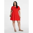 thumbnail image 6 of Time and Tru Women's and Women’s Plus Cotton Swing Dress with Short Sleeves, Sizes XS-4X, 6 of 6