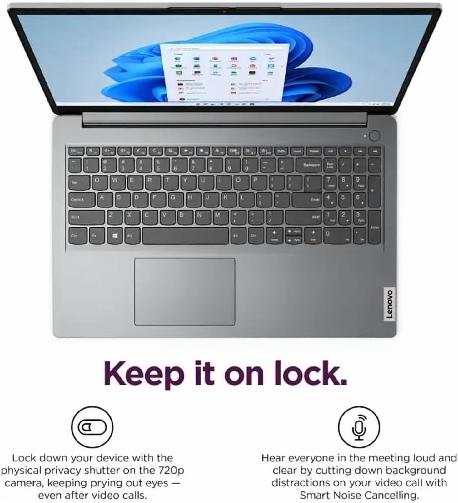 Lenovo Ideapad 1 15.6" HD Laptop, Intel Celeron N4500, 8GB DDR4 Memory, 128GB eMMC, One-year Office 365, Windows 11 Home in S Mode, Cloud Grey with Mazepoly Accessories