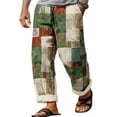 thumbnail image 4 of BUWTTED Pants for Men Retro Vintage Distressed Theme Straight Leg Loose Fit Summer Breathable Color Block Green Pants M, 4 of 4