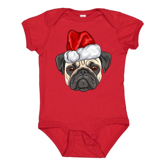 Inktastic Christmas Pug Dog Santa Boys or Girls Baby Bodysuit
