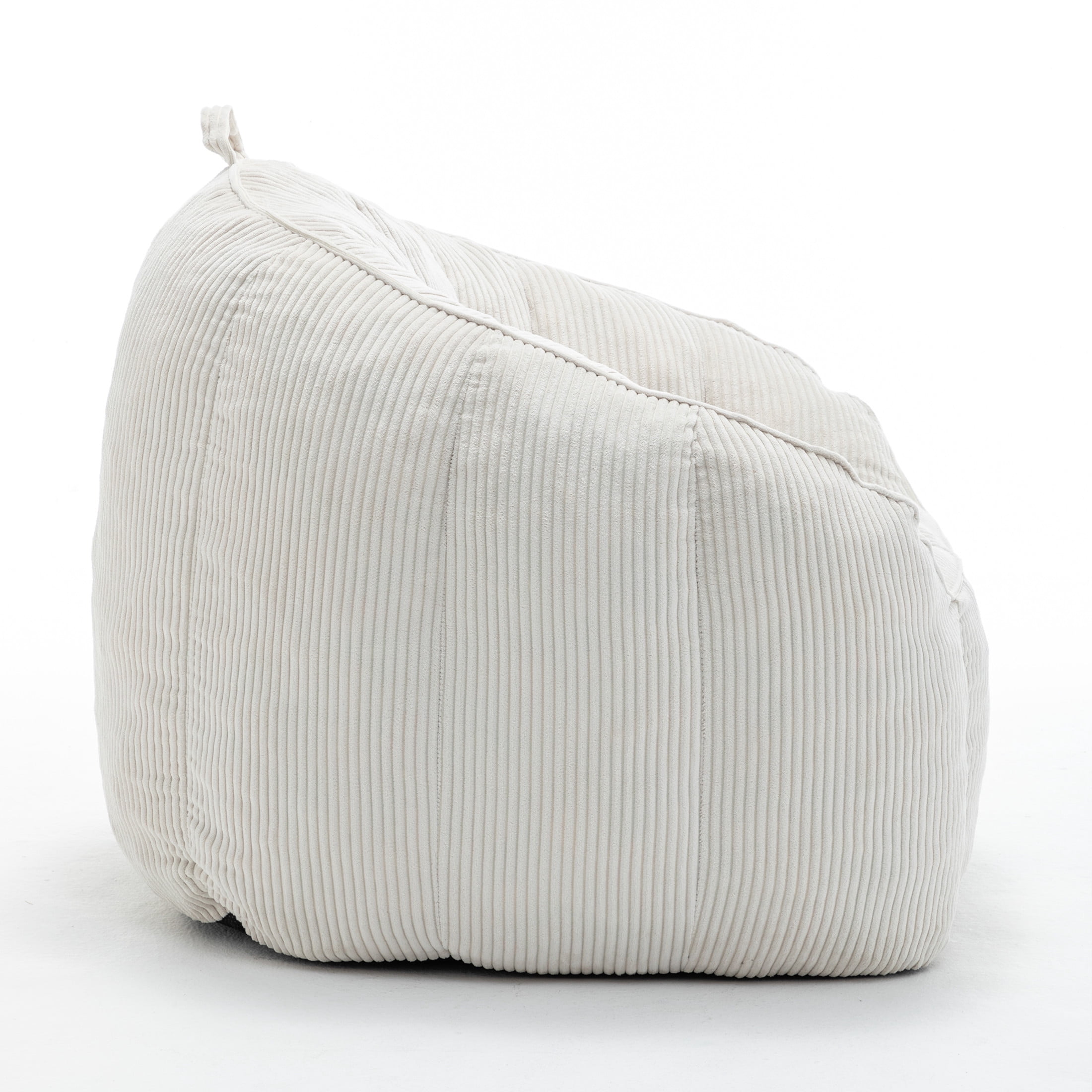 Noble House Revon Giant Corduroy Bean Bag Chair with Armrests, Cozy Memory Foam Lounge Couch for Living Room, Beige