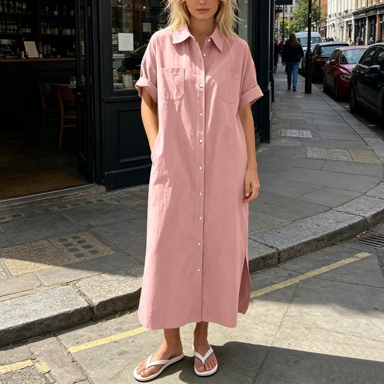 Sentmoon Linen Dress Women Cute Dresses for Women Regular Fit 2026 Summer Solid Color Mini Dress for Business and Casual M-3XL