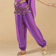 thumbnail image 3 of AWZXDE Women's Belly Dance Harem Pants with Sequined Waist Chain, Sheer Chiffon Loose Fit Bohemian Palazzo Pants for Performance Dark Purple,XL, 3 of 3