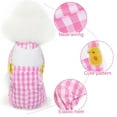 thumbnail image 3 of Outfits for Small Dogs, Summer Shirts with Plaid Pants, Cats Clothes Adorable Overalls for Pets 4 Legs(pink) - S, 3 of 5