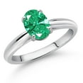 thumbnail image 2 of Gem Stone King 10K White Gold Green Zirconia Solitaire Engagement Ring for Women (1.21 Cttw, Oval 8X6MM, Gemstone Birthstone, Available in Size 5, 6, 7, 8, 9), 2 of 4