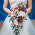 thumbnail image 5 of facefd Elegant Wedding Bouquets for Bride Waterfall Shape Handmade Decor Pink, 5 of 5
