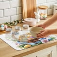 thumbnail image 5 of Dish Drying Mat for Kitchen Countertop, Easter Egg Chick Absorbent Microfiber Dish Mat Reversible Quick Dry Non Slip Draining Mat Kitchen Drying Pad for Dishes, Utensils 16x18 Inch Flowers Leaf, 5 of 9