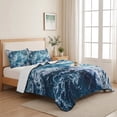 thumbnail image 5 of Quilts Twin XL Size Bedding Set, Ocean Waves Lightweight Quilted Comforter, Summer Ombre Sea Coastal Natural Modern Soft Reversible Bedspread Coverlet with Pillow Covers for All Season, 68" x 98", 5 of 9