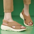 thumbnail image 5 of AXXD Beige Sandals for Women Summer Thick Sole Sandals Lightweight Non Slip Comfortable Casual Sports Paste Microfiber Shoes, 5 of 7